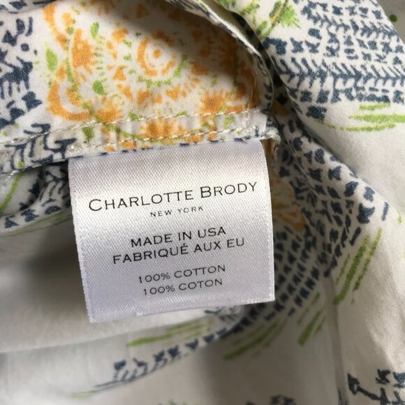 Charlotte Brody Garden Midi Dress Womens Medium White Blue Sleeveless Floral - Picture 7 of 14